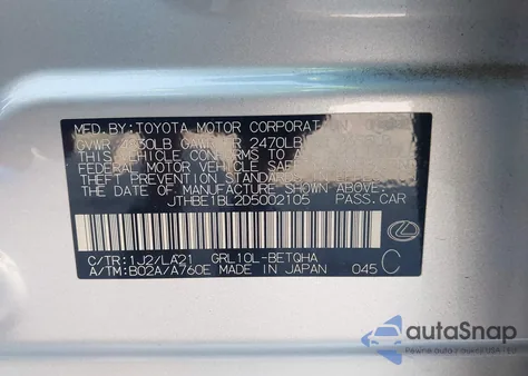 2013 Lexus Gs 350 из США, поврежденный, VIN JTHBE1BL2D5002105